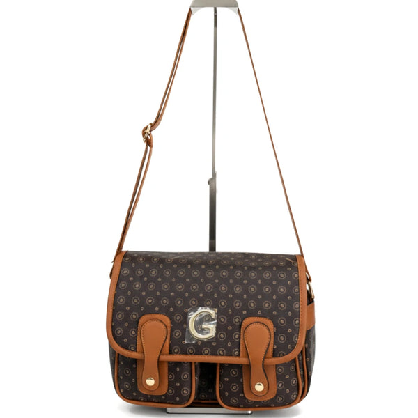 Borsa firmata GAMAYA dimensione grande vintage platta cinghie tracolla donna logo fantasia logata