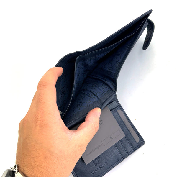 Portafoglio vera pelle uomo firmato BIAGIOTTI porta carte ribaltina morbido