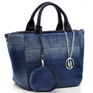 Borsa La Squisita jeans trapuntata capiente shopping spalla tracolla