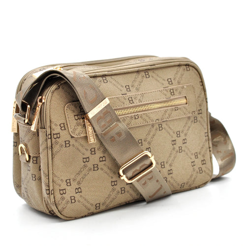 Borsa tracolla firmata originale B.Cavalli eco pelle 6 tasche zip pregiata tasche con cerniera fantasia logata