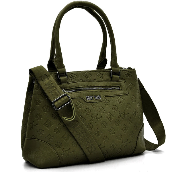 Borsa shopping donna SWEET YEARS in simil pelle pregiata tasche con cerniera fantasia logata trapuntata
