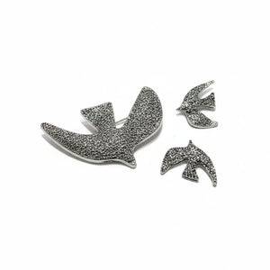 Set 3 Spille Donna colombe  — Spilla Rondine "Libertà" in Acciaio con Micro-Pavé Brillante