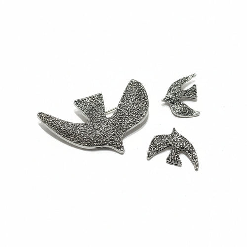 Set 3 Spille Donna colombe  — Spilla Rondine "Libertà" in Acciaio con Micro-Pavé Brillante