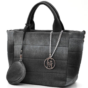 Borsa La Squisita jeans trapuntata capiente shopping spalla tracolla