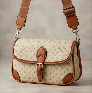 Borsa firmata GAMAYA dimensione piccola vintage platta cinghia tracolla donna logo fantasia logata borsetta