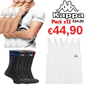 12 Pack Bianco Kappa Bianca t-shirt canotta maglia mezza manica calza polpaccio cotone slim fit intimo casual