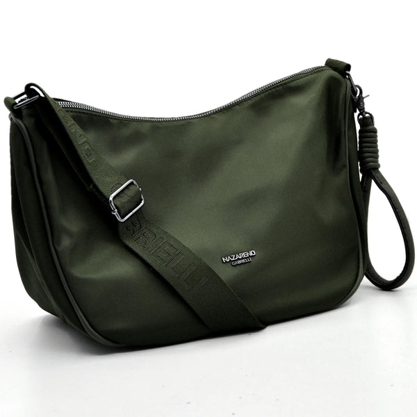 Borsa donna firmata NAZARENO GABRIELLI nuova sportiva passeggio mezzaluna nylon impermeabile tracolla