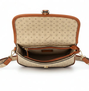 Borsa firmata GAMAYA dimensione piccola vintage platta cinghia tracolla donna logo fantasia logata borsetta