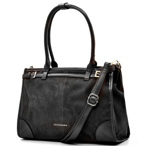 Borsa bauletto firmato COCONUDA donna spalla a tracolla simil pelle effetto camoscio scamosciata vintage