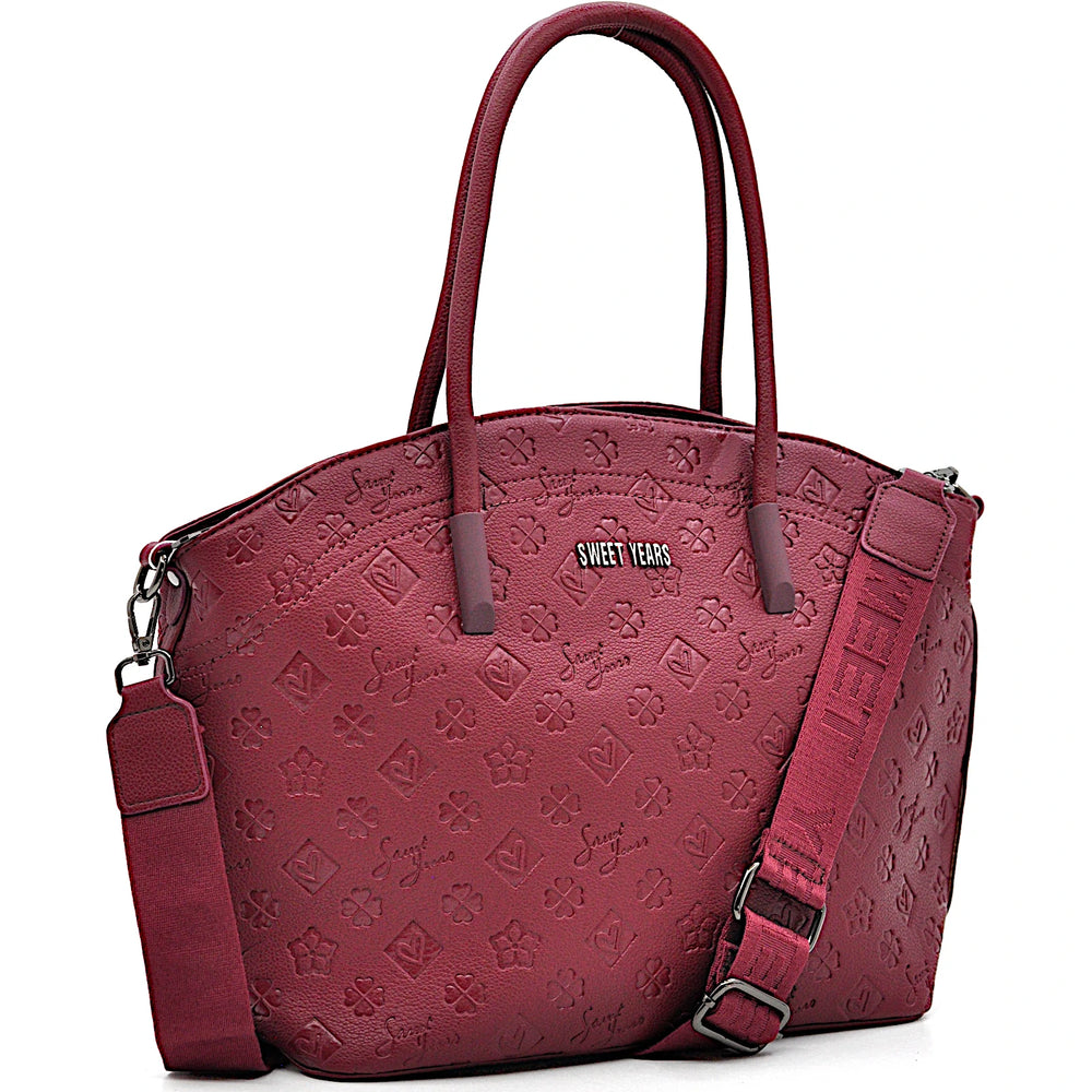 Borsa donna firmata SWEET YEARS in simil pelle pregiata tasche con cerniera fantasia logata