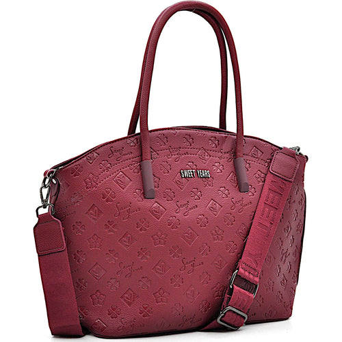 Borsa donna firmata SWEET YEARS in simil pelle pregiata tasche con cerniera fantasia logata