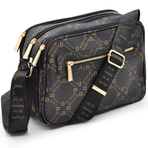Borsa tracolla firmata originale B.Cavalli eco pelle 6 tasche zip pregiata tasche con cerniera fantasia logata