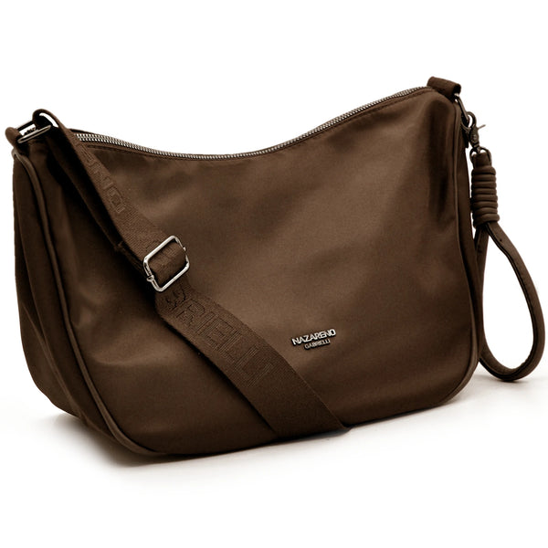 Borsa donna firmata NAZARENO GABRIELLI nuova sportiva passeggio mezzaluna nylon impermeabile tracolla