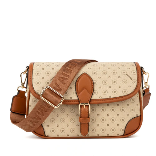 Borsa firmata GAMAYA dimensione piccola vintage platta cinghia tracolla donna logo fantasia logata borsetta