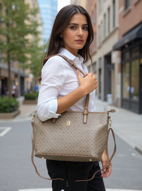 Borsa a spalla shopping tasche Briciole Firenze grande donna fantasia kakhi