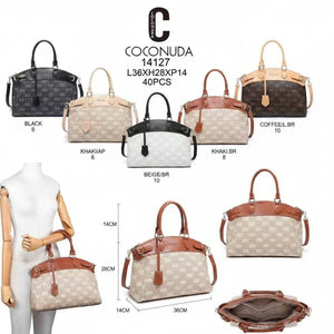 Borsa firmata COCONUDA Colletion donna spalla a tracolla simil pelle nuova fantasia logo tote bag