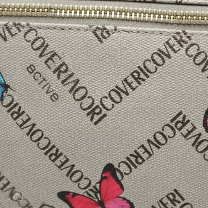 Borsa firmata COVERI ACTIVE 5 zip cerniere logata tracolla donna logo zip tracolla fantasia farfalle multi tasche