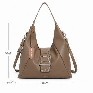 Borsa sacco a spalla grande vintage cinghia tracolla casual simil pelle venata monomanico
