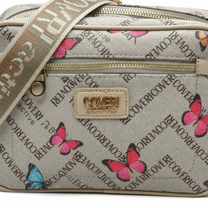 Borsa firmata Coveri active borsetta donna logo zip tracolla fantasia piccola limited edition farfalle