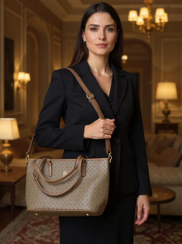Borsa a spalla shopping tasche Briciole Firenze grande donna fantasia kakhi