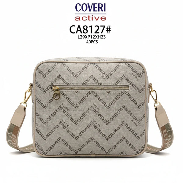 Borsa firmata Coveri active borsetta donna logo zip tracolla fantasia piccola limited edition farfalle