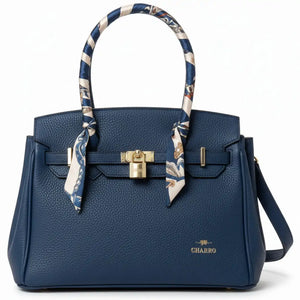 CHARRO - Borsa firmata a spalla Mano con Foulard e Lucchetto simil pelle martellata