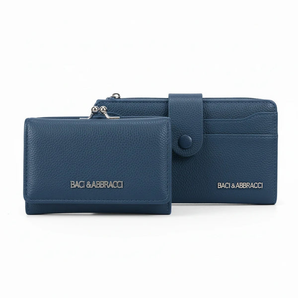 Set regalo Baci & Abbracci - portafoglio bottone + portamonete / porta carte donna