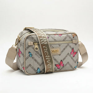 Borsa firmata Coveri active borsetta donna logo zip tracolla fantasia piccola limited edition farfalle