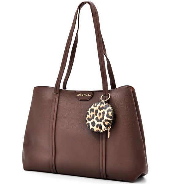 Borsa a tote bag shopping + portamonete omaggio firmata COCONUDA a tracolla elegante casual simil pelle martellata
