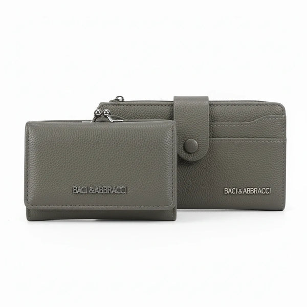 Set regalo Baci & Abbracci - portafoglio bottone + portamonete / porta carte donna