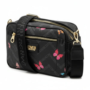 Borsa firmata Coveri active borsetta donna logo zip tracolla fantasia piccola limited edition farfalle