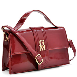 La Mattea - Borsetta firmata Gyoiamea simil pelle lucida vernice tracolla elegante casual