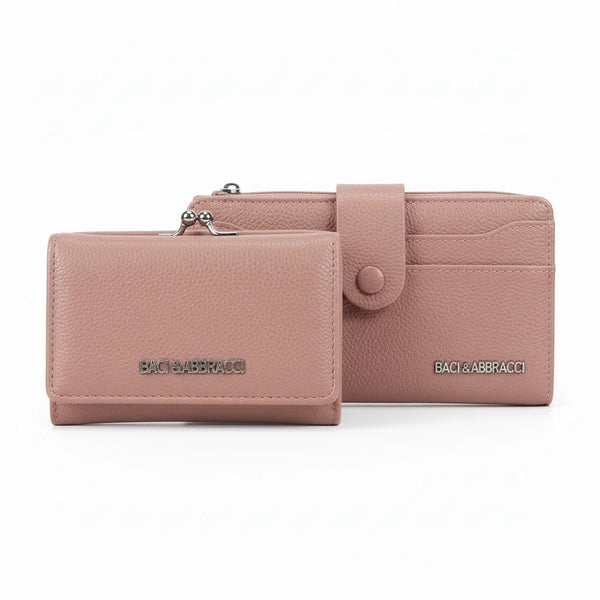 Set regalo Baci & Abbracci - portafoglio bottone + portamonete / porta carte donna