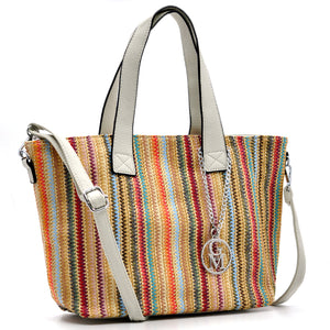 La Ayana - Borsa shopping Tote Tracolla Stile Etnico Multicolor – Tessuto Morbido con Tasche e Zip – Modello Boho Chic