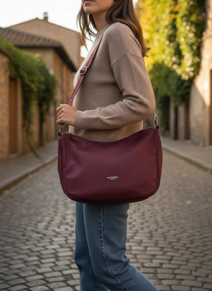 Borsa donna firmata NAZARENO GABRIELLI nuova sportiva passeggio mezzaluna nylon impermeabile tracolla