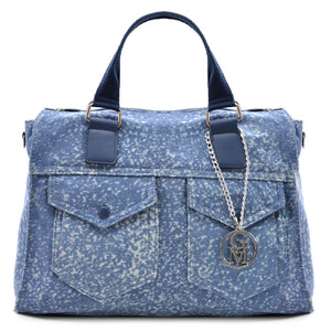 Borsa La Positano jeans trapuntata capiente shopping spalla tracolla trapuntata tasche frontali