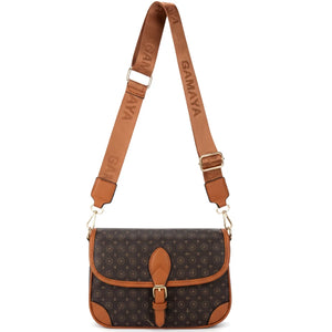 Borsa firmata GAMAYA dimensione piccola vintage platta cinghia tracolla donna logo fantasia logata borsetta