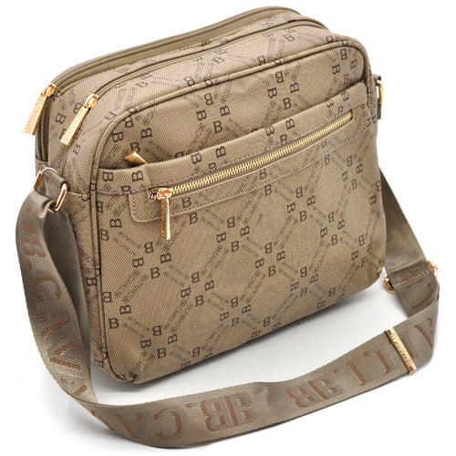 Borsa firmata B. Cavalli grande 5 tasche con zip capiente e comoda a tracolla fantasia logo