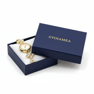 Orologio Gioiello "Ninfea" Gold con Motivi Floreali e Cristalli