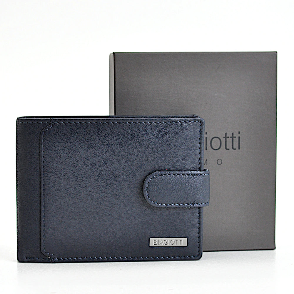 Portafoglio vera pelle uomo firmato BIAGIOTTI porta carte ribaltina morbido