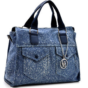 Borsa La Positano jeans trapuntata capiente shopping spalla tracolla trapuntata tasche frontali