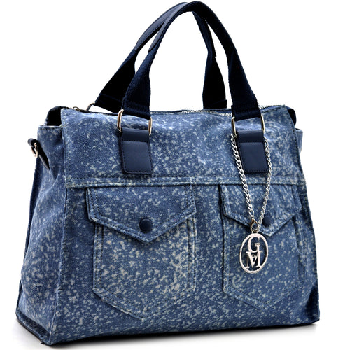 Borsa La Positano jeans trapuntata capiente shopping spalla tracolla trapuntata tasche frontali
