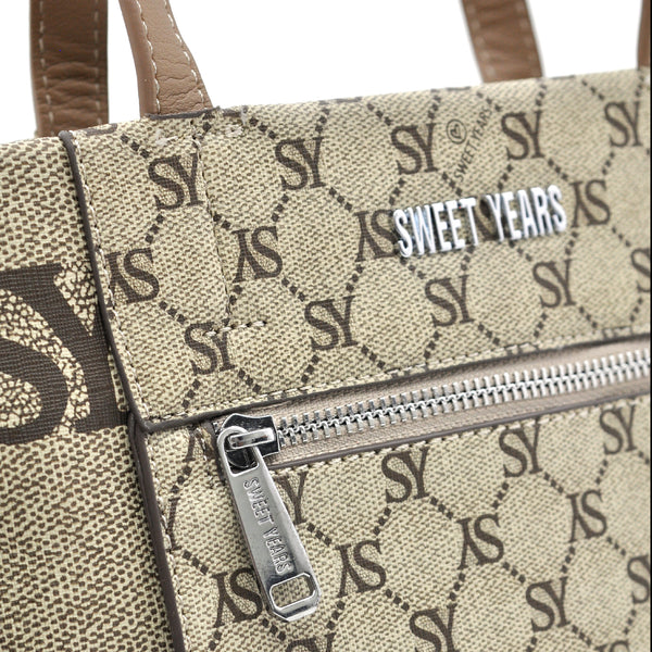 Borsa firmata Sweet Years in simil pelle pregiata tote shopping con tracolla e spalla