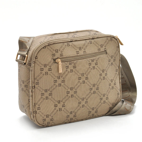 Borsa firmata B. Cavalli grande 5 tasche con zip capiente e comoda a tracolla fantasia logo