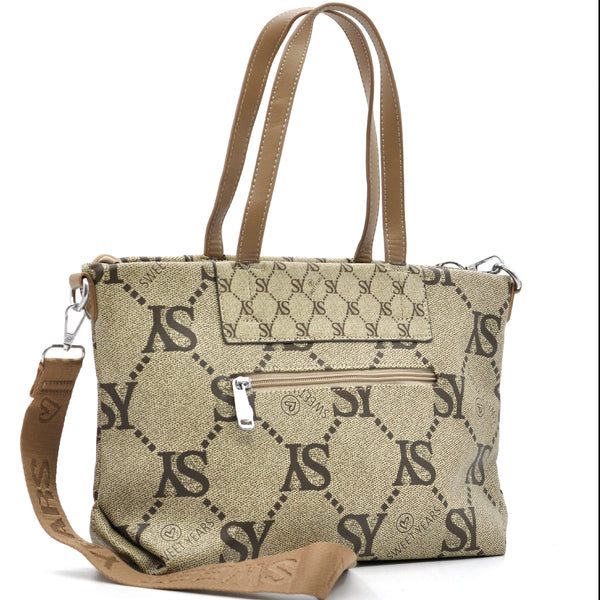 Borsa firmata Sweet Years in simil pelle pregiata tote shopping con tracolla e spalla