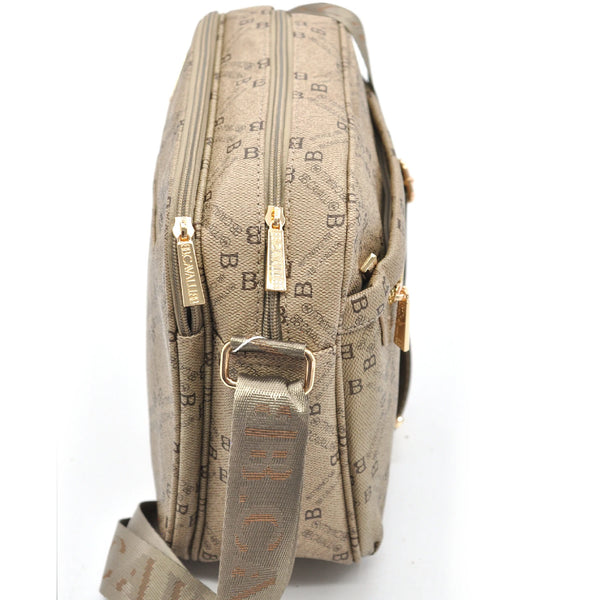 Borsa firmata B. Cavalli grande 5 tasche con zip capiente e comoda a tracolla fantasia logo