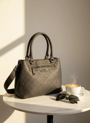 Borsa shopping donna SWEET YEARS in simil pelle pregiata tasche con cerniera fantasia logata trapuntata