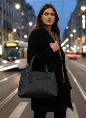 Borsa shopping donna SWEET YEARS in simil pelle pregiata tasche con cerniera fantasia logata trapuntata