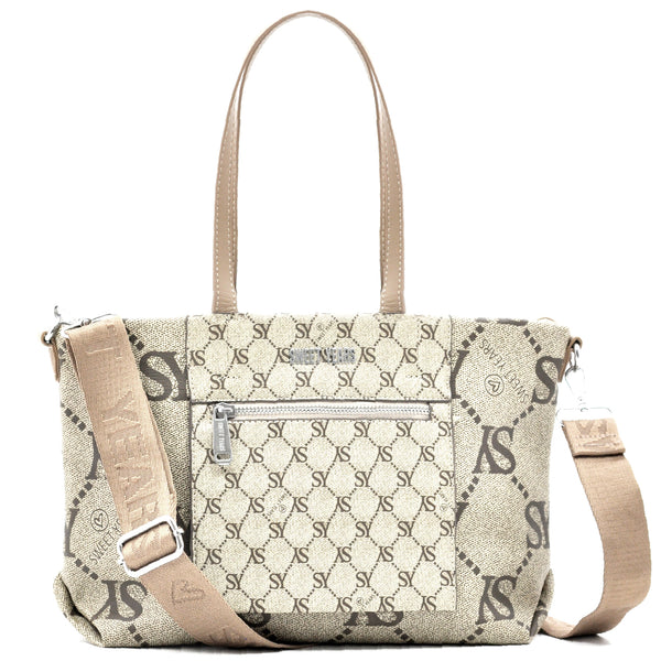 Borsa firmata Sweet Years in simil pelle pregiata tote shopping con tracolla e spalla