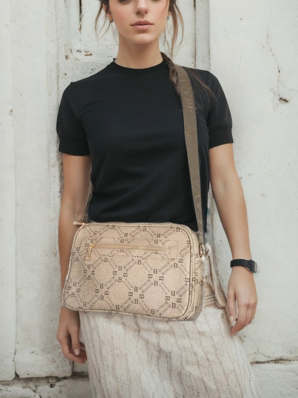 Borsa tracolla firmata originale B.Cavalli eco pelle 6 tasche zip pregiata tasche con cerniera fantasia logata